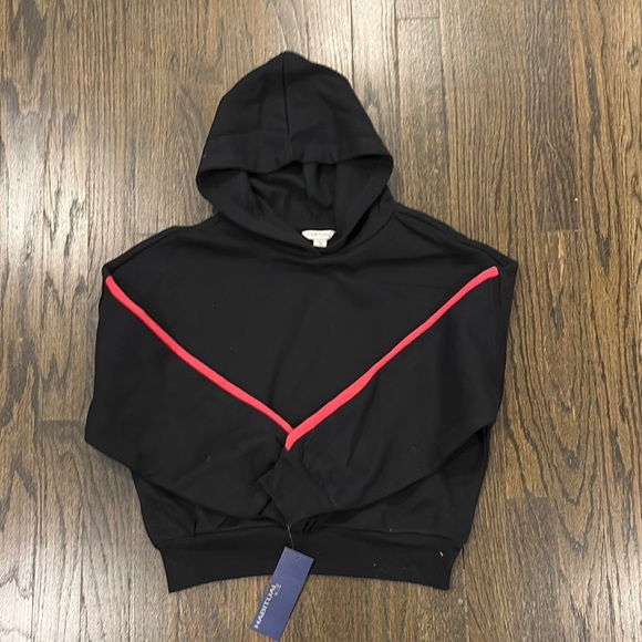 NWT Black Cropped Hoodie with Red and White Stripes by Habitual (size 12) - Picture 5 of 7